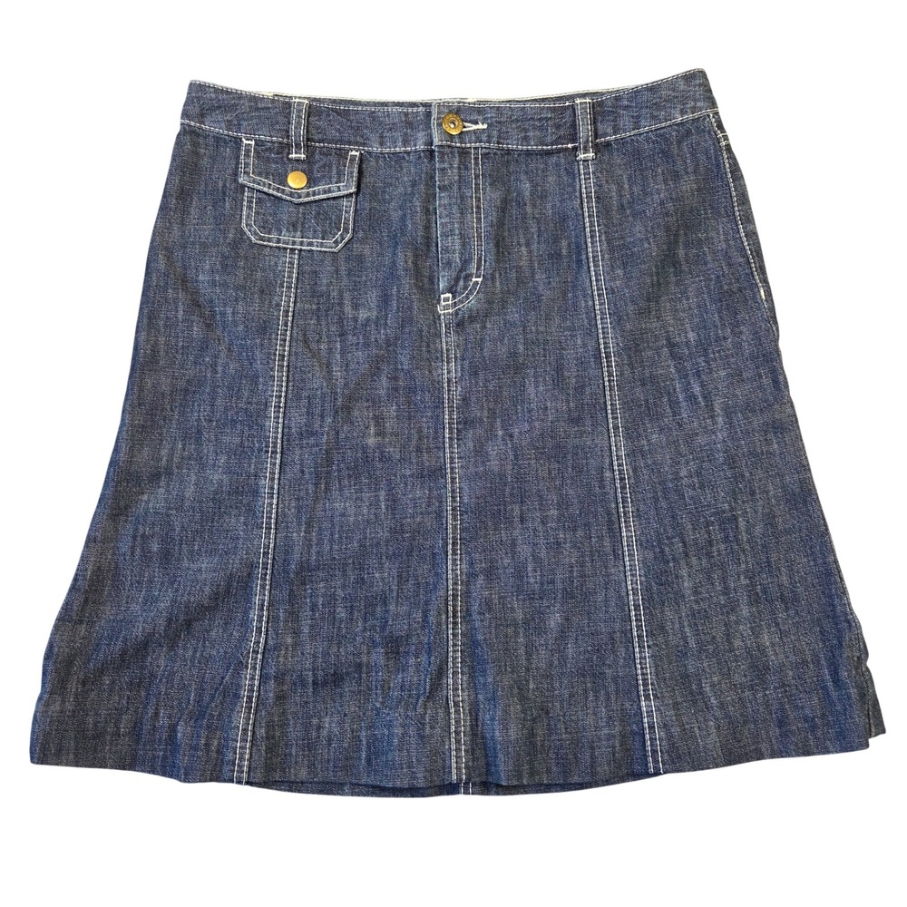 Tommy Hilfiger Womens Dark Wash Denim A-Line Skirt 8 Y2k 2000s Preppy Bratz Cute